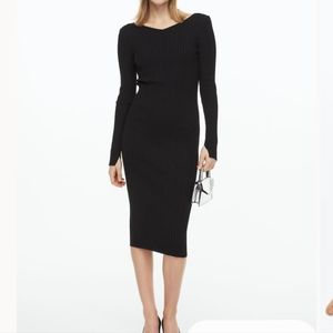 H&M Black rib knit bodycon dress sz M
